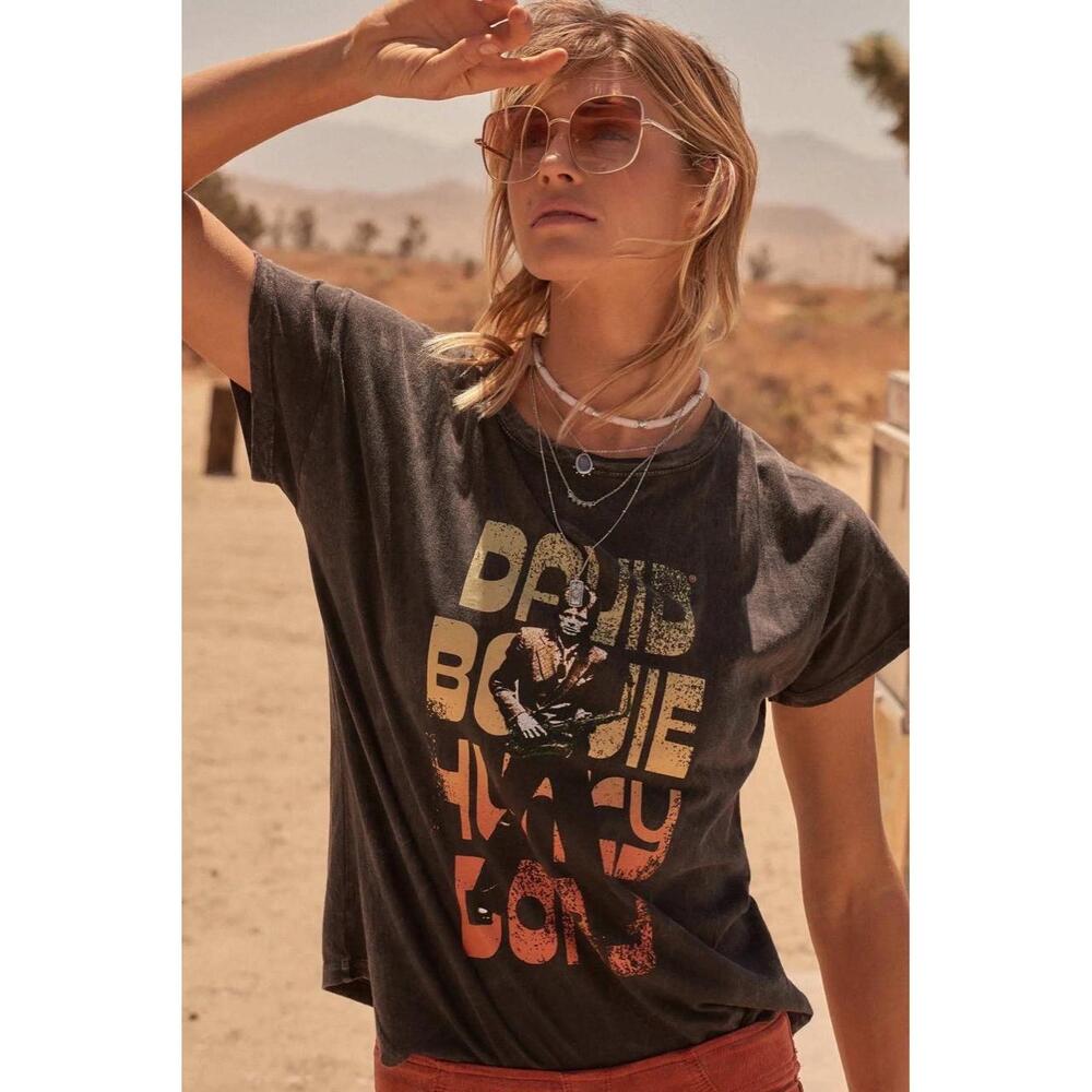 David Bowie T-shirt Size M Dark Gray Distressed